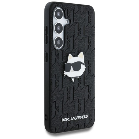 Оригінальний чохол Karl Lagerfeld Leather Monogram Pin Logo Choupette Head для Samsung Galaxy S25 Plus - Black
