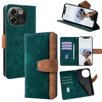 Чехол-книжка Color Stitching Skin Feel с защитой от сканирования RFID и магнитным хлястиком на Tecno Pova 6 Neo 5G / Spark 30 5G — зелёный