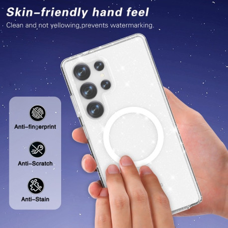 Протиударний чохол Terminator Style Transparent MagSafe Magnetic для Samsung Galaxy S25 Ultra 5G - Glitter White
