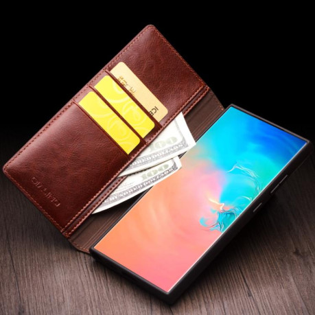 Шкіряний чохол-книжка QIALINO Classic Genuine Leather  для Samsung Galaxy S25+ 5G - коричневий
