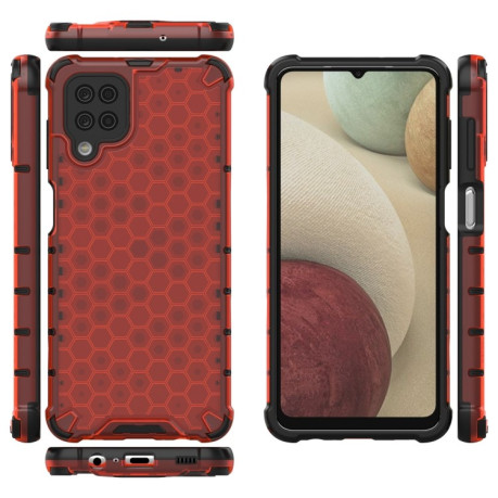 Противоударный чехол Honeycomb на Samsung Galaxy A12 - красный