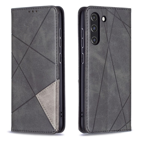Чехол-книжка Rhombus Texture на Samsung Galaxy S21 FE - черный