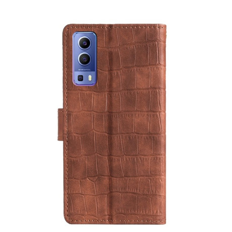 Чехол-книжка Skin Feel Crocodile Texture для  Vivo Y72 5G / iQOO Z3 - коричневый