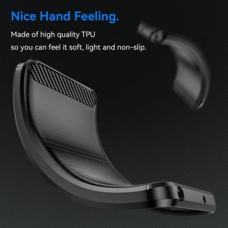 Противоударный чехол Brushed Texture Carbon Fiber на iPhone 14 Pro - черный