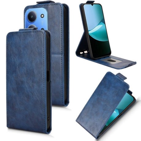 Флип-чехол Magnetic Vertical Flip Leather на Xiaomi Redmi 15C 5G / 4G EU 173mm / Poco C85 5G - синий