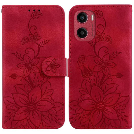 Чохол-книжка Lily Embossed Leather для Motorola Moto G05/E15 - червоний