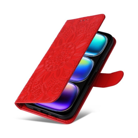 Чехол-книжка Embossed Sunflower для Infinix Hot 50i / Smart 9 - красный