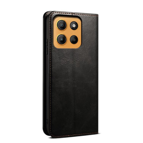 Чехол-книжка Simple Wax Crazy Horse для Motorola Moto G15 - черный
