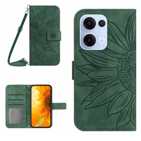 Чехол-книжка Skin Feel Sun Flower для OPPO Reno13 Global - зеленый