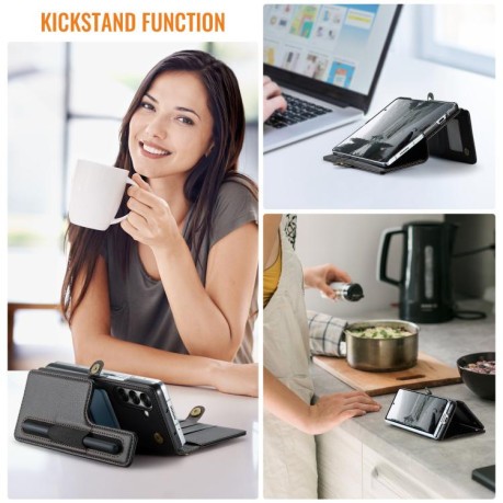 Чехол-книжка CaseMe C22 Card Slots Holder RFID Anti-theft для Samsung Galaxy Fold 7 - черный