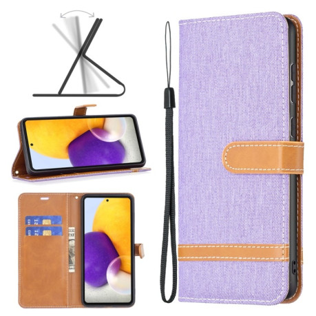 Чехол-книжка Color Matching Denim Texture на Samsung Galaxy A73 5G - фиолетовый