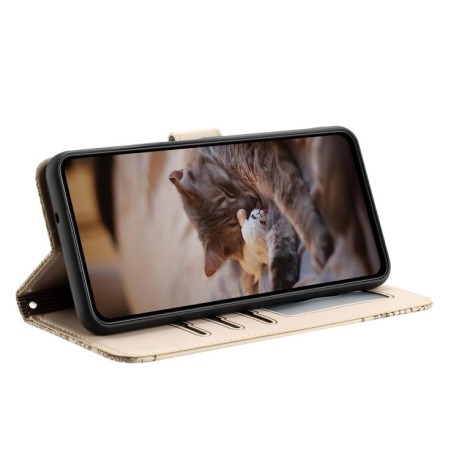 Чохол-книжка Cat Embossing Pattern на iPhone 16e - бежевий