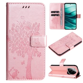 Чохол-книжка Happy Cat Pattern для Xiaomi Redmi Note 14 Pro / 14 Pro+ 5G - рожеве золото