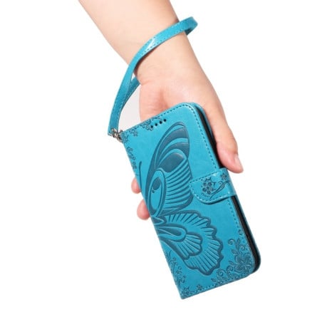 Чохол-книжка Swallowtail Butterfly Embossed Leather для Xiaomi Redmi 14C 4G/Poco C75/Redmi A4 5G - синій