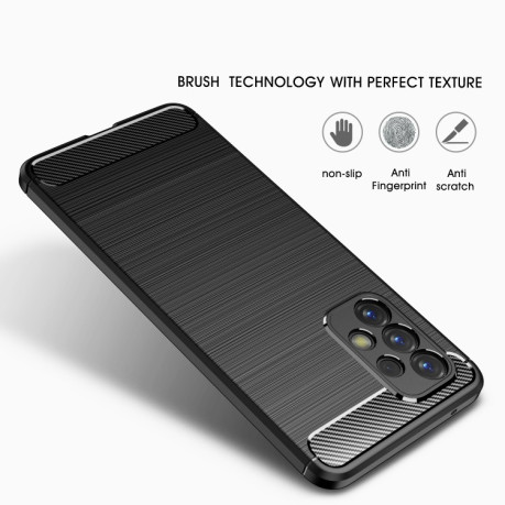 Чехол Brushed Texture Carbon Fiber на Samsung Galaxy A73 5G - черный