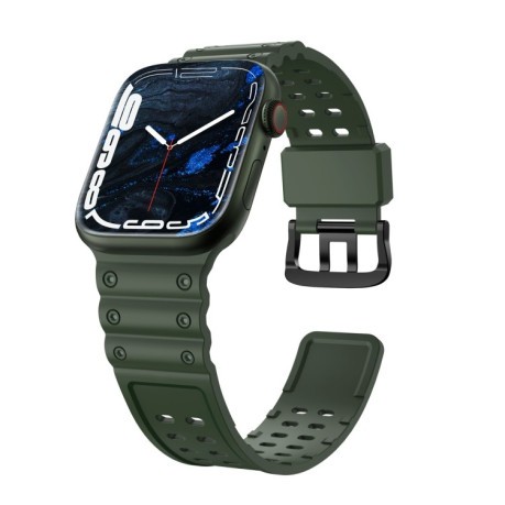 Силіконовий ремінець Waterproof Double Buckle для Apple Watch Series 8/7 41mm / 40mm / 38mm - зелений