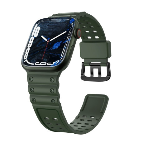 Силіконовий ремінець Waterproof Double Buckle для Apple Watch 10 42mm/Series 8/7 41mm / 40mm / 38mm - зелений