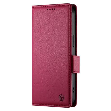 Чохол-книжка Side Buckle Magnetic Frosted Leather на Realme C75 / Realme 14x - винно-червоний