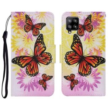 Чохол-книжка Coloured Drawing Pattern для Samsung Galaxy M32/A22 4G - Chrysanthemum Butterfly