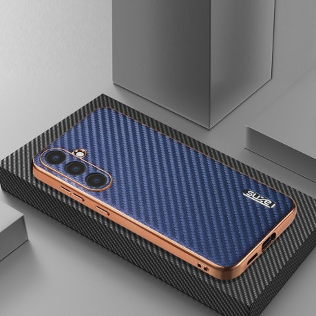 Ударозахисний чохол AZNS Electroplated Edge Carbon Fiber Texture на Samsung Galaxy S25+ 5G - синій