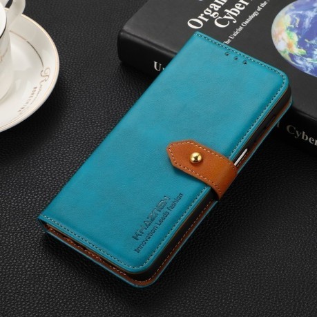 Чехол-книжка KHAZNEH Dual-color Cowhide для Samsung Galaxy M35 - синий