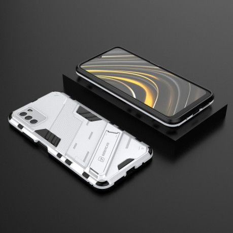 Противоударный чехол Punk Armor для Xiaomi Poco M3 - белый
