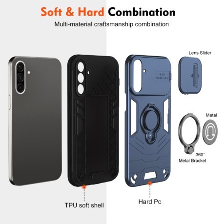 Противоударный чехол Sliding Camshield Ring Holder для Samsung Galaxy A36 - синий