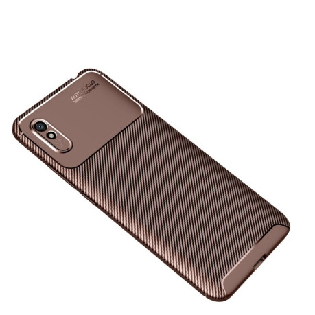 Ударозащитный чехол HMC Carbon Fiber Texture на Xiaomi Redmi 9A - коричневый
