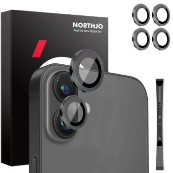 Защита камеры NORTHJO 2 Sets 4pcs Camera Lens  на iPhone 16 / 16 Plus - черный