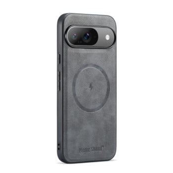 Чехол Fierre Shann Cowhide Texture MagSafe Magnetic для Google Pixel 9 Pro XL - серый