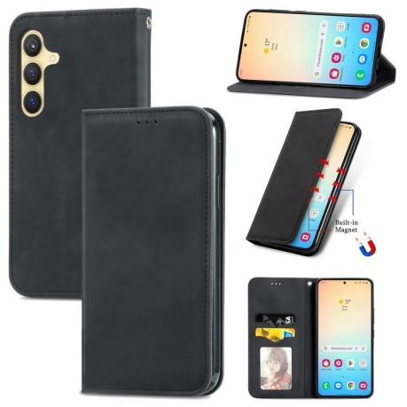 Чехол-книжка Retro Skin Feel Business Magnetic для Samsung Galaxy S25+ 5G - черный