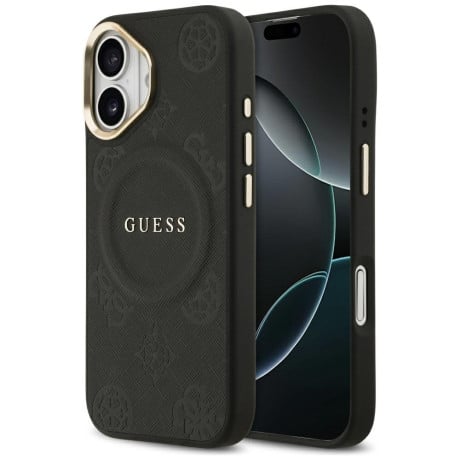 Оригинальный чехол Guess Peony Hot Stamp с MagSafe на iPhone 17 - Black