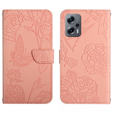 Чохол-книжка Skin Feel Butterfly Embossed для Xiaomi Poco X4 GT - рожевий