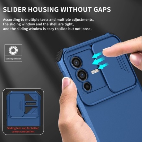 Протиударний чохол Stereoscopic Holder Sliding для Vivo V23 5G - синій