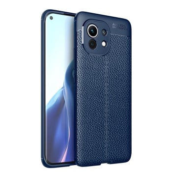 Протиударний чохол Litchi Texture на Xiaomi Mi 11 - синій