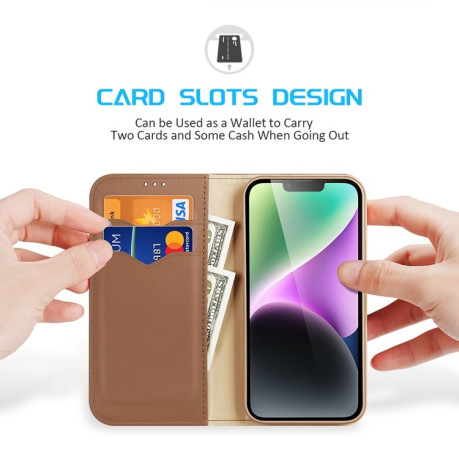 Шкіряний чохол-книжка DUX DUCIS Hivo Series на iPhone 15 -коричневый