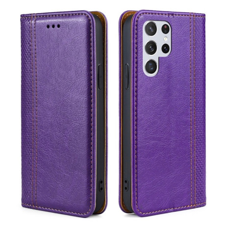Чехол-книжка Grid Texture для Samsung Galaxy S22 Ultra 5G - фиолетовый