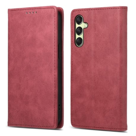 Чохол-книжка Business Solid Color із захистом від сканування RFID на Samsung Galaxy A17 4G - червоний