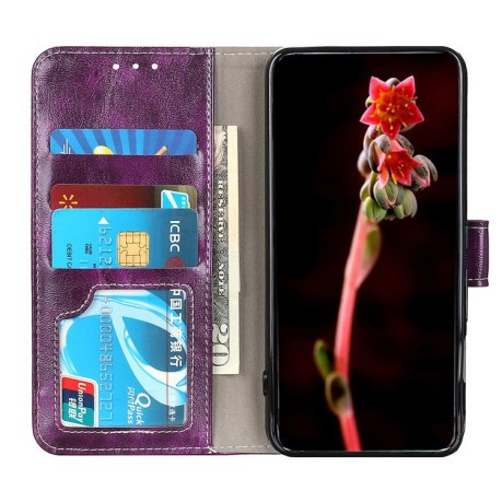 Чехол-книжка Magnetic Retro Crazy Horse Texture на Samsung Galaxy S25 Edge 5G - фиолетовый