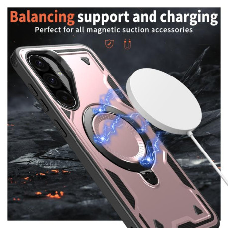Противоударный чехол MagSafe Holder Armor PC Hybrid для Samsung Galaxy A36 5G - золото