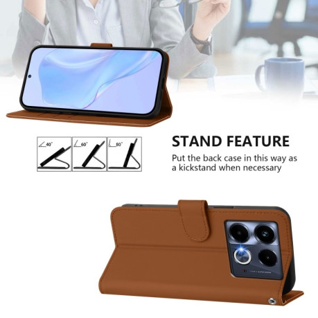 Чехол-книжка Skin Feel Solid Color Leather для Infinix Note 40 4G - коричневый