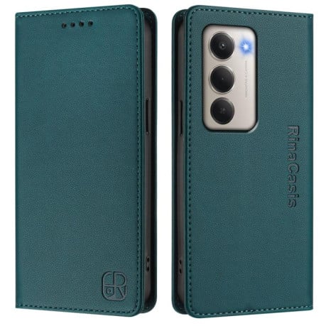Чехол-книжка RC01 Dual-Folded Magnetic Suction RFID на Xiaomi Redmi 15 5G / 4G EU 171mm - зеленый