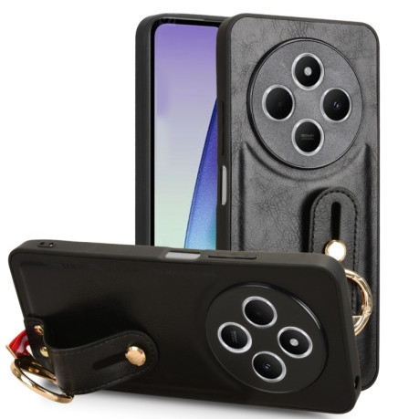 Противоударный чехол Wristband Leather Back для Xiaomi Redmi 14C 4G/Poco C75/Redmi A4 5G - черный