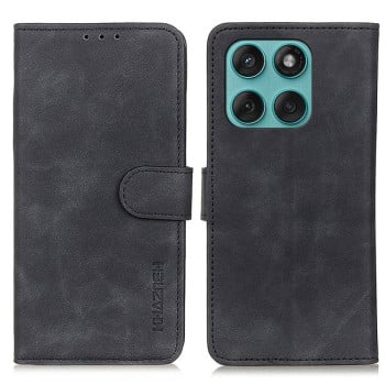 Чехол-книжка KHAZNEH с матовой фактурой Cowhide и магнитным хлястиком на Motorola Edge 60 Fusion / 60 Pro - черный