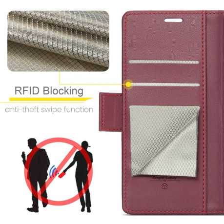 Чехол-книжка CaseMe 023 Butterfly Buckle Litchi Texture RFID Anti-theft Leather для Xiaomi Redmi Note 14 4G 164.84mm - красный