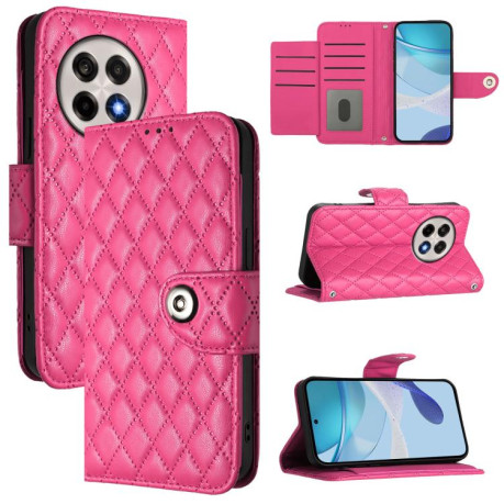 Чохол-книжка Rhombic Texture Flip Leather для OnePlus 13R/Ace 5/Ace 5 Pro - пурпурно-червоний