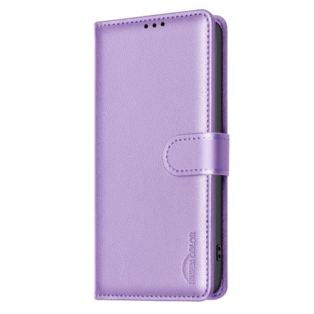 Чехол-книжка Litchi Texture RFID Anti-theft Leather для Motorola Moto G05 - фиолетовый