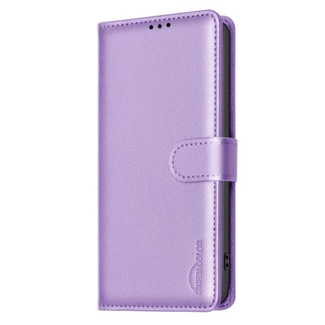 Чехол-книжка Litchi Texture RFID Anti-theft Leather для Xiaomi Redmi Note 14 4G - фиолетовый