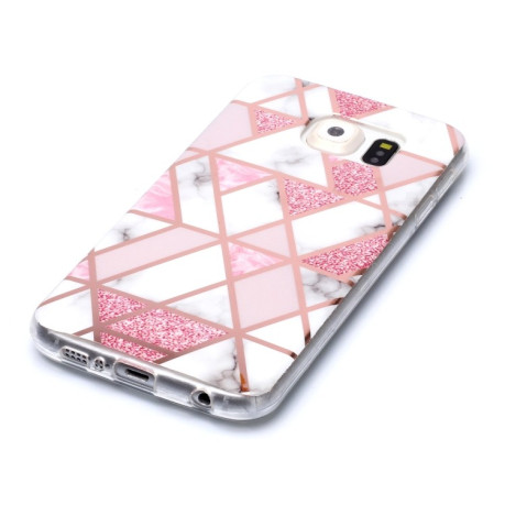 Чохол Plating Marble Pattern для Samsung Galaxy S6 Edge - рожевий