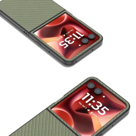 Ударозащитный чехол Carbon Fiber Texture Protective на Motorola Razr 60 Ultra - зелений